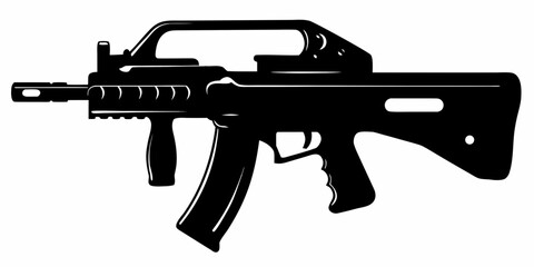 Bullpup Rifle Silhouette - Futuristic Weapon Icon