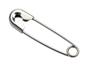  Metal Safety Pin with Spring and Loop Isolated on White Background PNG