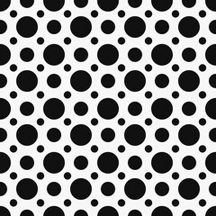 Seamless Polka Dot Pattern. Seamless Polka dot background. Geometric polka dot repeat pattern. Black circles on a white background