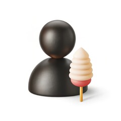 Dark silhouette figure enjoying a sweet treat silhouette
