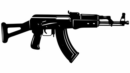 AK-47 Assault Rifle Silhouette - Iconic Firearm Weapon