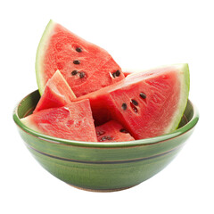 Slices of watermelon in a green bowl