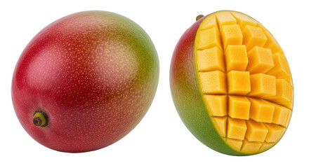 Isolated Mango Cut in Cubes