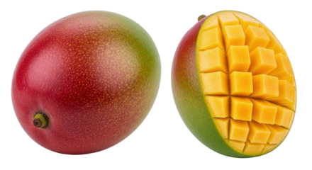 Isolated Mango Cut in Cubes
