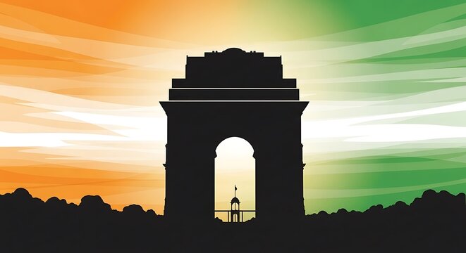 India gate new delhi india travel tourism indian republic day independence day vector illustration
