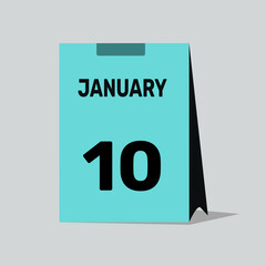 10 january calendar icon vector graphic design illustration background.