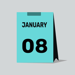 8 january calendar icon vector graphic design illustration background.