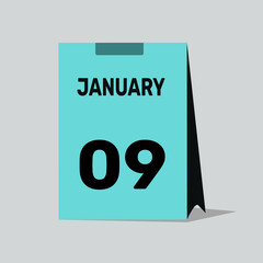 9 january calendar icon vector graphic design illustration background.