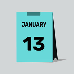 13 january calendar icon vector graphic design illustration background.