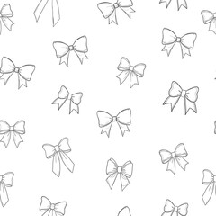 Hand-drawn elegant bows on a white background create a whimsical and charming design. Perfect for printing and fabric. Vector