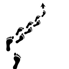 Ascending Footprints Leading to an Upward Arrow Symbolizing Progress