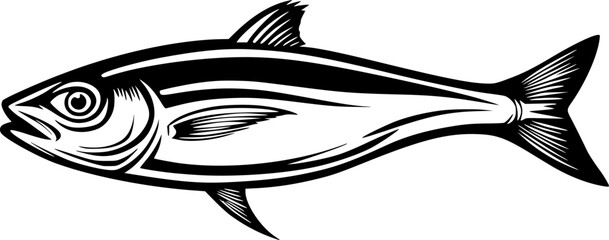 Anchovy Fish Lineart Vector for Coloring Page