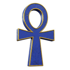Blue Ankh Symbol of Life Isolated on cutout PNG background