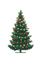 Fototapeta premium Christmas tree decorated with ornaments, lights, festive