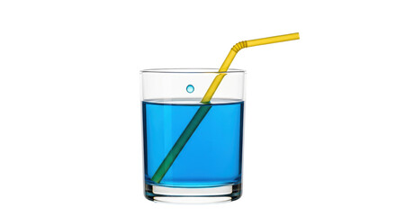 Isolated Blue Drink in Glass with Straw