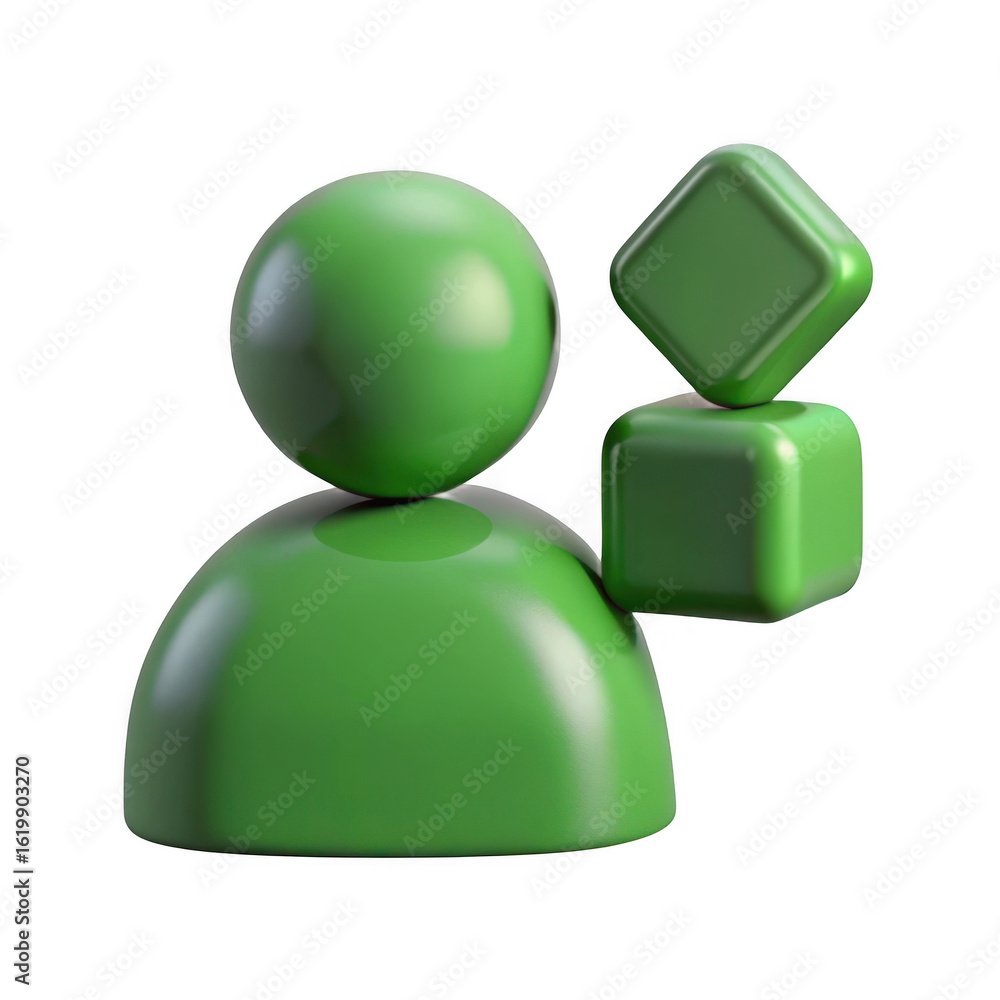 Poster 3d user icon with geometric shapes isolated on transparent background