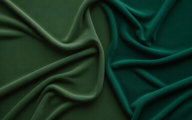 Fototapeta premium Vector art of abstract background of green fabric with soft waves and folds, creating a textured surface