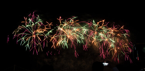 Spectacular Fireworks Light Up the Night Sky In Busan, Korea.