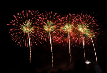 Spectacular Fireworks Light Up the Night Sky In Busan, Korea.
