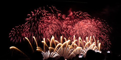 Spectacular Fireworks Light Up the Night Sky In Busan, Korea.