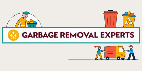 Garbage removal experts banner illustration