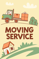 Fototapeta premium Moving service, truck delivering moving boxes to new home 