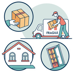 Delivery service and packaging box concept illustration