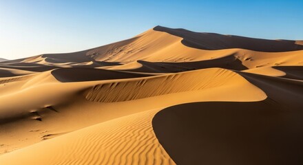 Vast desert dunes under a pale sky