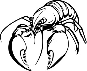 Crawfish Lineart Vector for Coloring and Logos