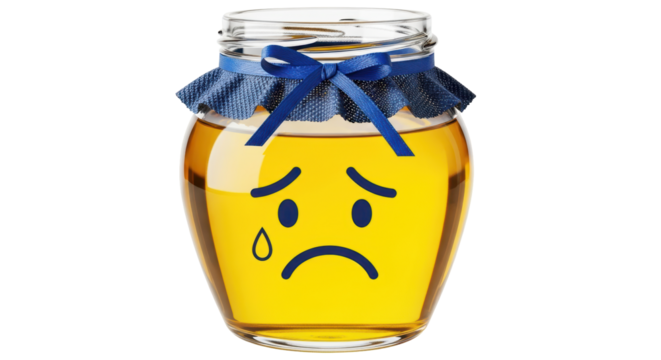 Isolated Honey Jar with Sad Face