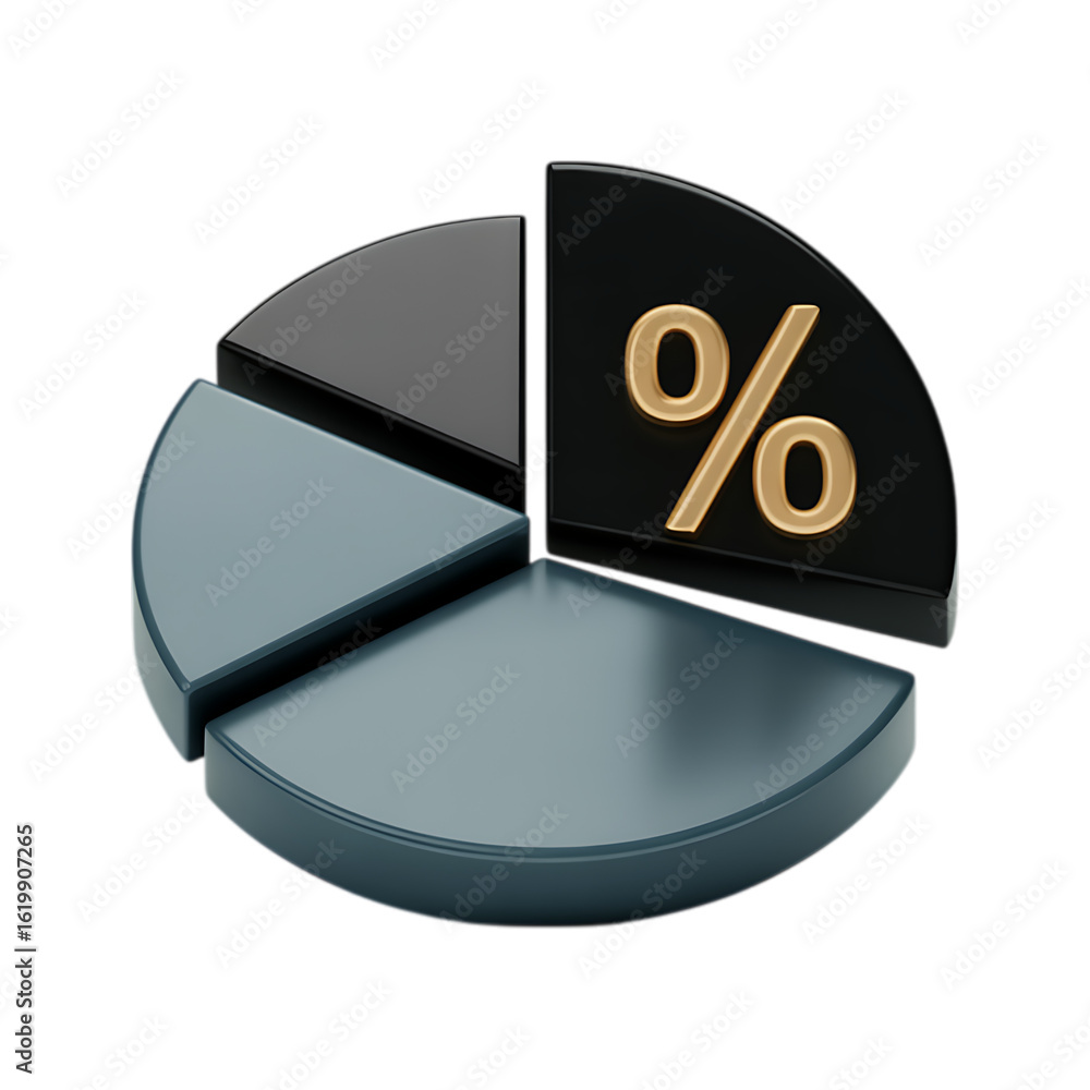 Poster 3d render of a modern pie chart infographic. data visualization, business analytics, financial repor