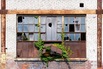 Former industrial buildings of abandoned and dilapidated remnants like blast furnaces of the old steel manufacturing plant in Bethlehem, Pennsylvania, USA
