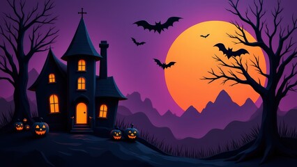 Paper layered abstract Halloween in geometric style
