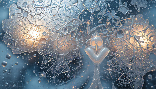 Rainy Night City Lights Through Wet Window Pane