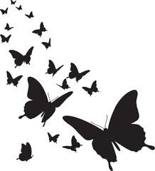 Obraz premium Black butterflies flying in a group nature
