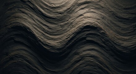 Eroded rock face shows undulating pattern, light to dark