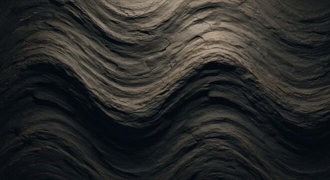 Eroded rock face shows undulating pattern, light to dark