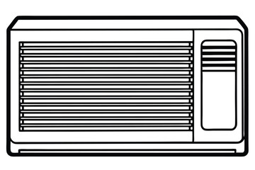 Air Conditioner Unit Illustration with Black Outlines and Horizontal Louvers Design Displayed