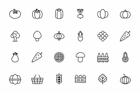 A clean, organized icon bundle for planning and maintaining your own vegetable garden. Ideal for agricultural guides, planting calendars, and homegrown food journals