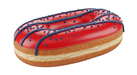 Isolated Donut with Red Frosting and Blue Sprinkles