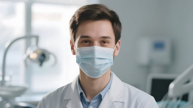 Medical professional wearing a face mask in a clinical setting