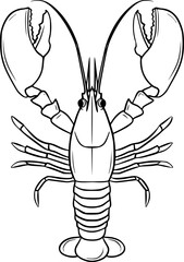 Lobster Line Drawing Vector for Coloring Pages