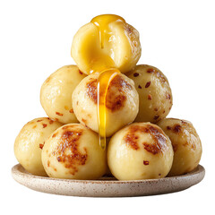 Delicious golden-brown dumplings drizzled with rich melted butter, perfect for a savory snack or appetizer.