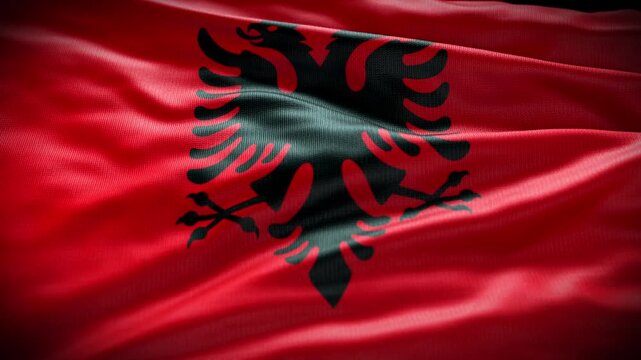 Cinematic 4K country flag animation with realistic fabric, lighting, and shadows. Perfect for documentaries, news intros, national events, political content, or global branding
Flag of Albania