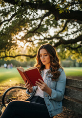 Obraz premium Lecture apaisante d'une femme au parc