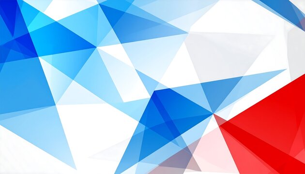Abstract geometric pattern of triangles in blue, red, and white - Powered by Adobe