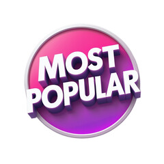 Most Popular Badge PNG – Pink Glossy Label with White Text Transparent Background