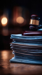gavel on paper stack