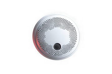 High resolution smoke detector fire alarm system safety equipment round shape silver color png file for designers isolated on transparent background