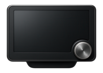 Dashboard display with anti-glare coating and rotary dial for menu navigation